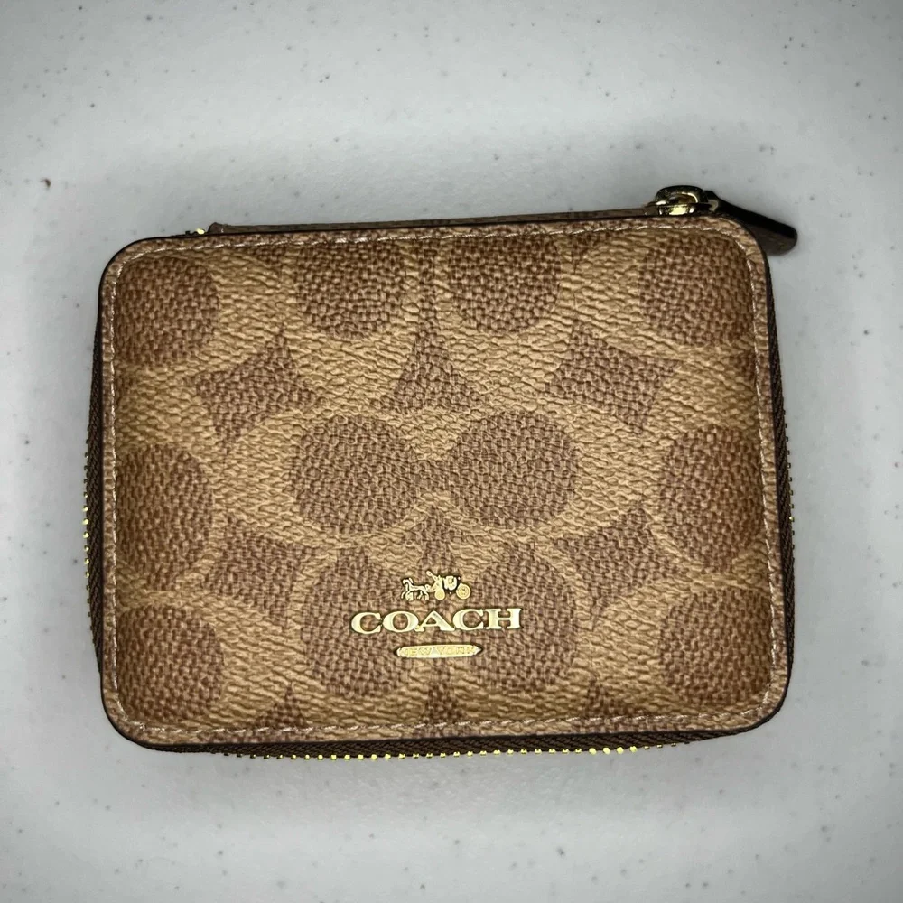 Coach Signature Brown and Tan Pill Holder - Picture 1 of 4